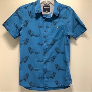 Blue walrus button up shirt